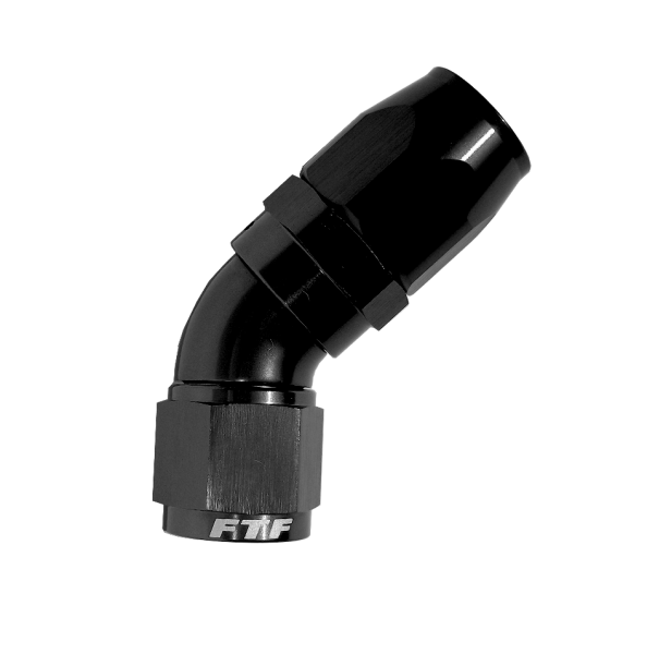 FTF Black Hose End Full-flow Swivel 45° An12 image 1