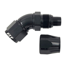 FTF Black Hose End One Piece Cut Style Swivel 45° An12 image 1