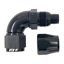 FTF Black Hose End One Piece Cut Style Swivel 90° An10 image 1